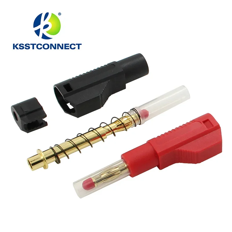 BP450G High Quality Gold Plated 4mm Retractable Banana Plug Stackable Solder type with protective sleeve