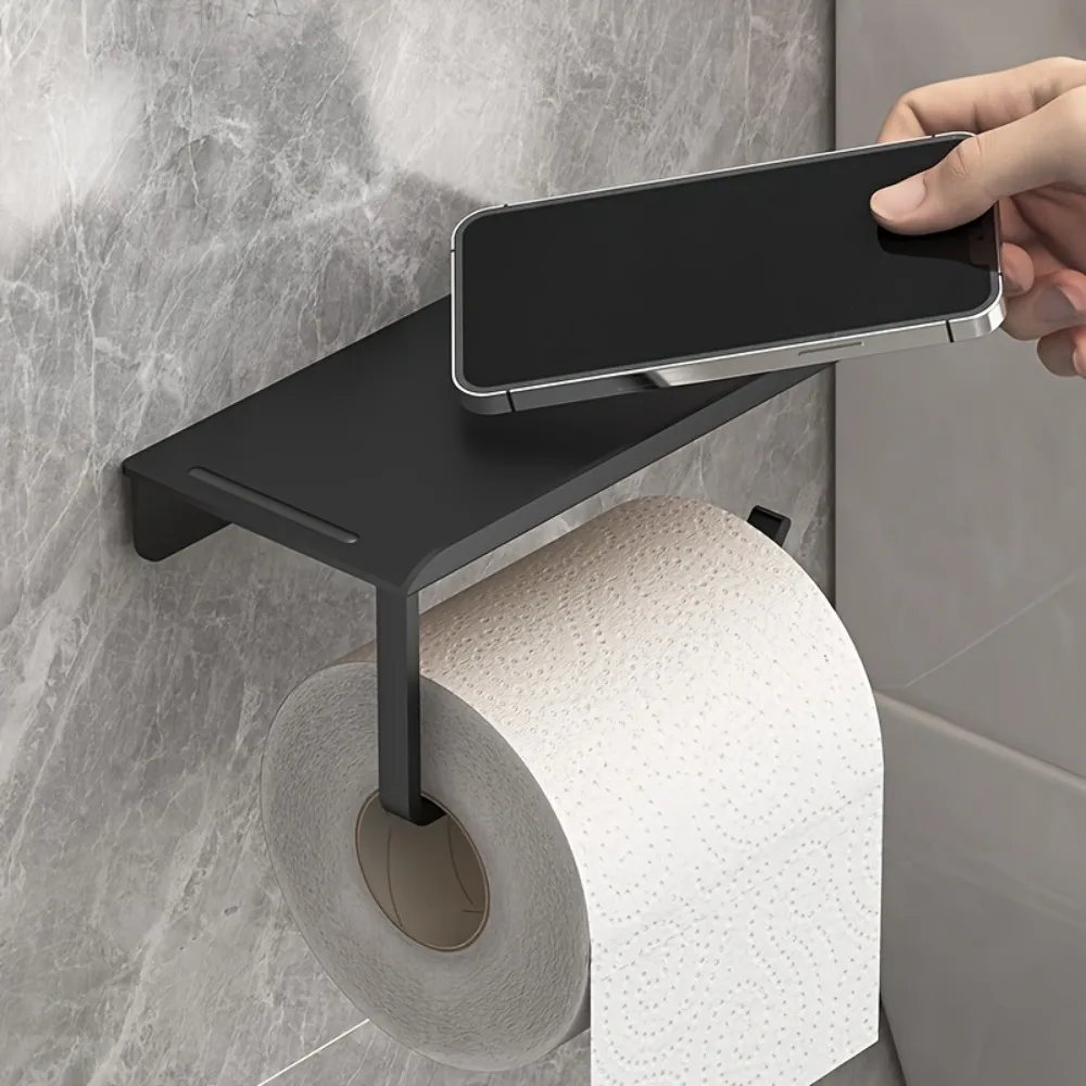 Wall Mounted Toilet Paper Holder No Drill Self Adhesive Toilet Roll Holder for Bathroom Tissue Storage Rack Toilet Accessories