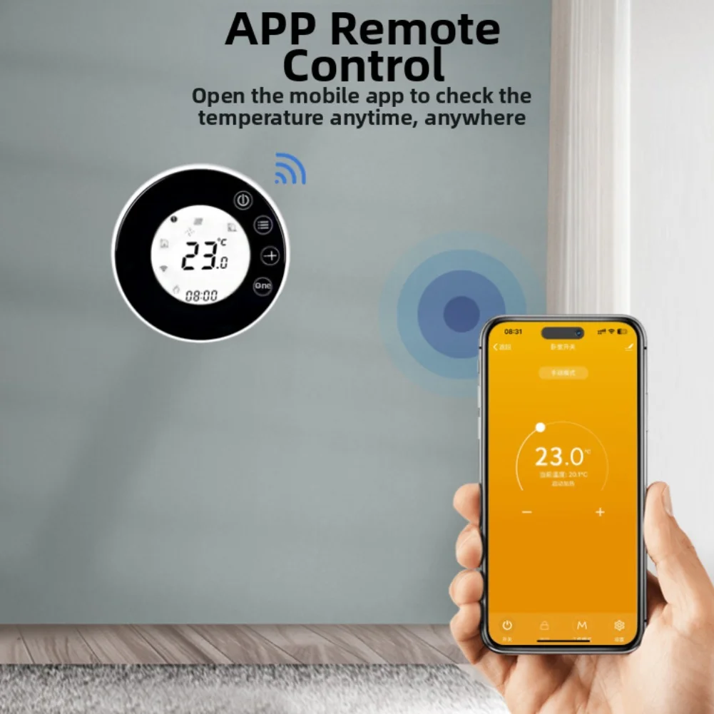 For Smart WiFi Thermostat 8.7cm Black PC+ABS 7 Day Programmable Remote App Control For Child Lock For Tuya For Smart Home Floor
