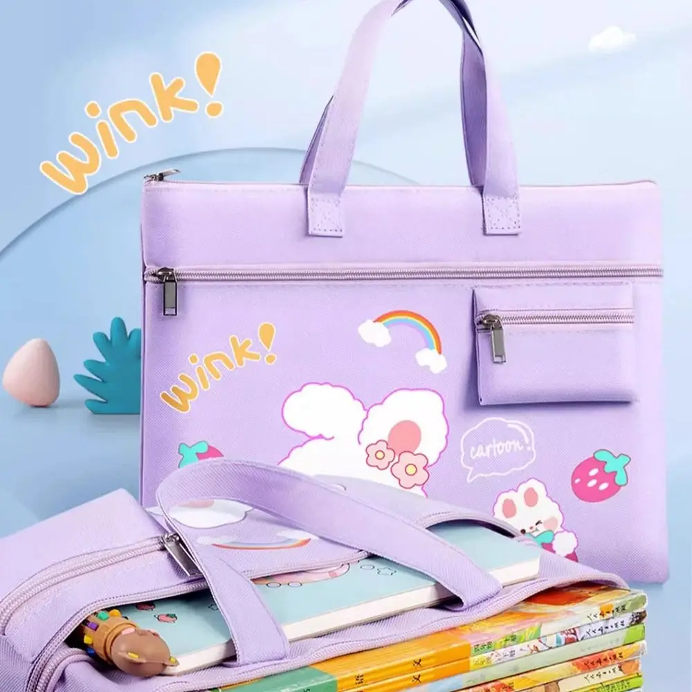 Nieuwe Multifunctionele Studenten Met Grote Capaciteit Draagtas Draagbare Tutorial Tas Cartoon Canvas Tas Met Rits Leerbenodigdheden