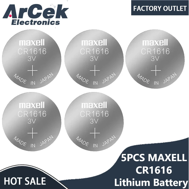 5PCS Original Maxell CR1616 3V Lithium Button Battery DL1616 ECR1616 LM1616 CR 1616 for Car Key Watch Toy Remote Coin Cell