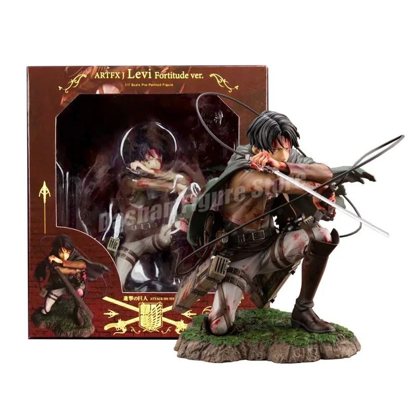 Anime Attack On Titan Levi Ackerman Action Figure PVC Collection Doll Shingeki no Kyojin Figurine Kneeling Rivaille Model Toys