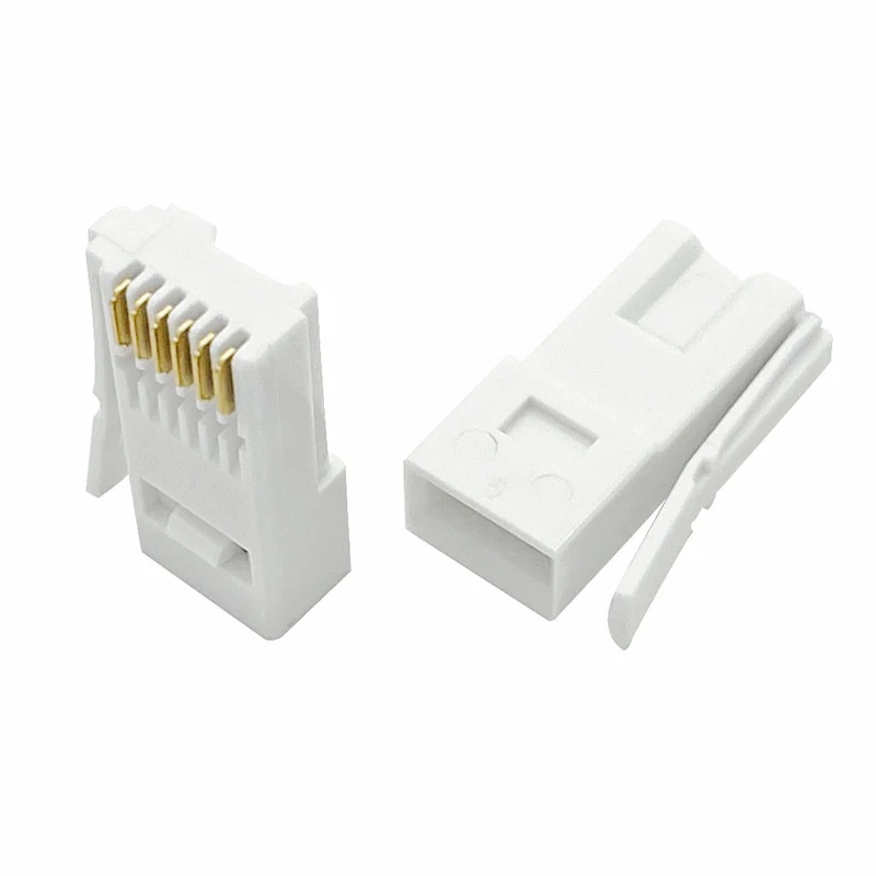 50 peças plugue rj12 estilo bt 6p6c uk conector modular de telefone fivela direita para telefone