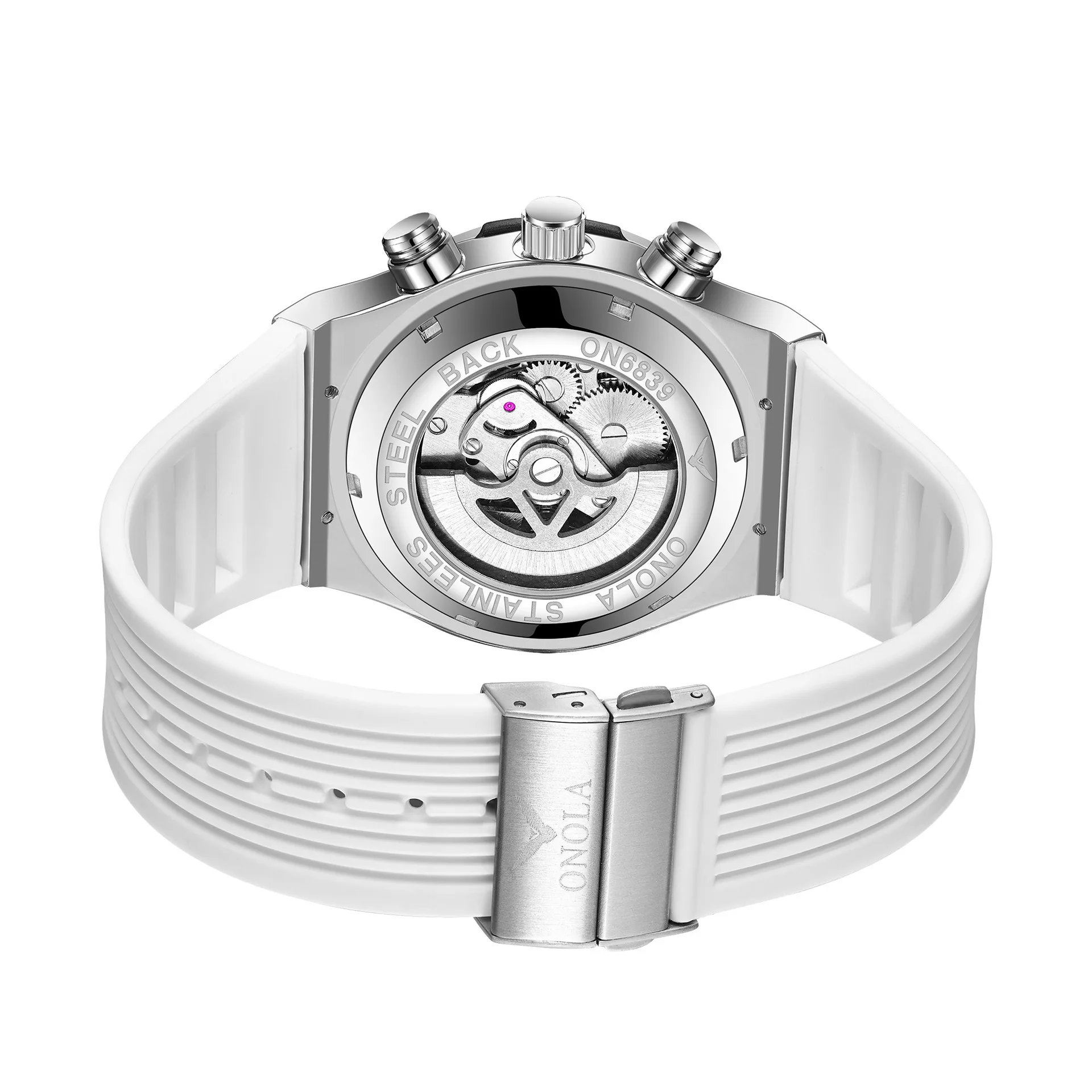 جديد أزياء رجالي الساعات الميكانيكية للماء قوس قزح الماس للماء سيليكون حزام الرياضة التلقائي ووتش الرجال reloj hombre #3