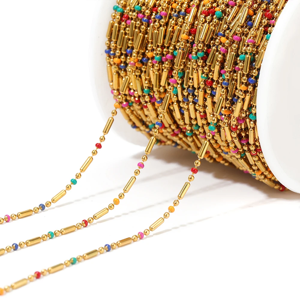 

1 метр нержавеющая сталь 3:1 эмалированные бусины шариковые цепочки DIY нежные ювелирные изделия ножные браслеты ожерелье браслеты фурнитура оптовая продажа