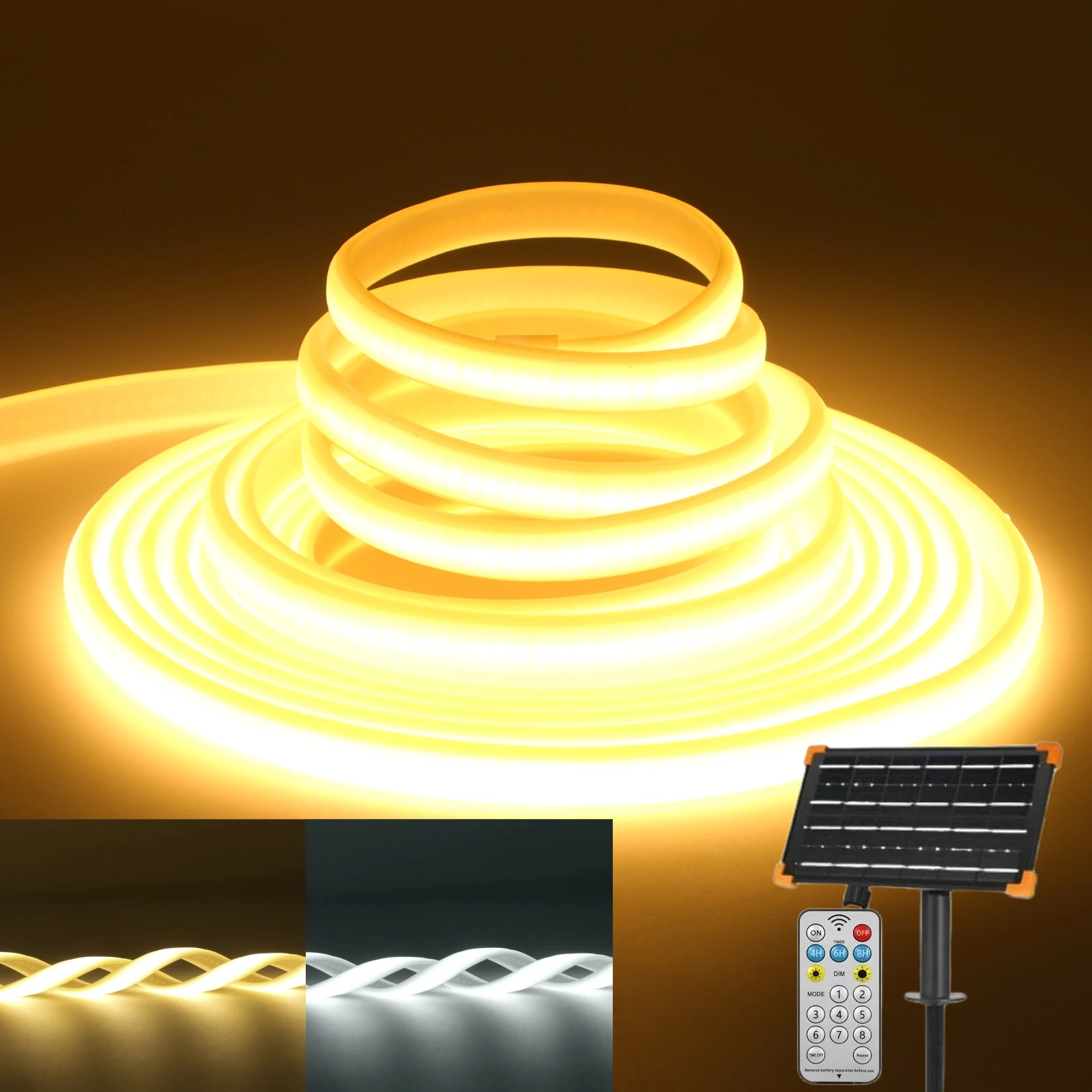 

24V Solar COB Neon LED Strip Light 320leds/m Waterproof IP67 Self-Adhesive Tape Diode Rope Flexible Lights For Garden Decoration