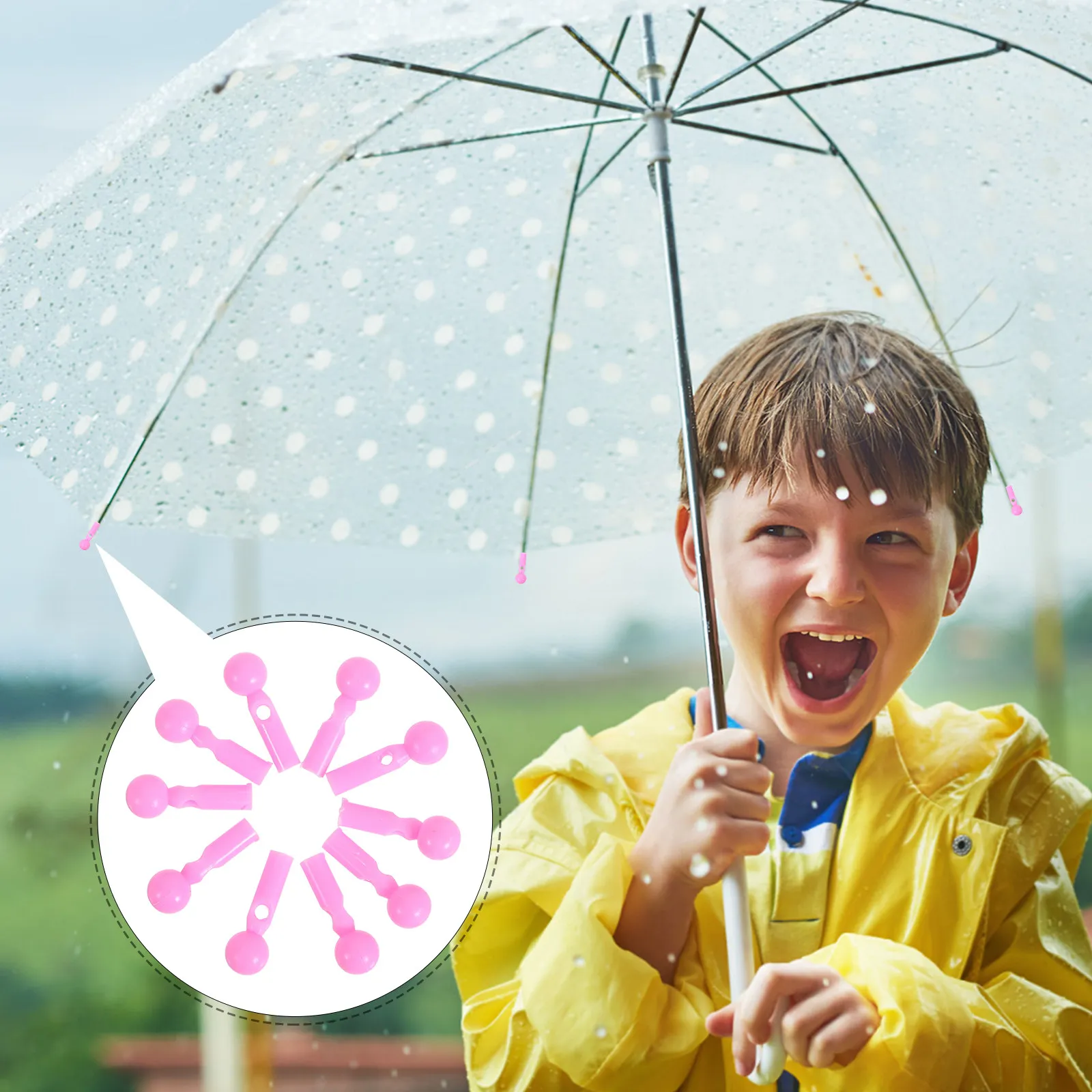 10Pcs Umbrella Tail Beads Replacement Set Soft Safety Tip Caps Vibrant Color Rain Umbrella Repair Accessories Universal