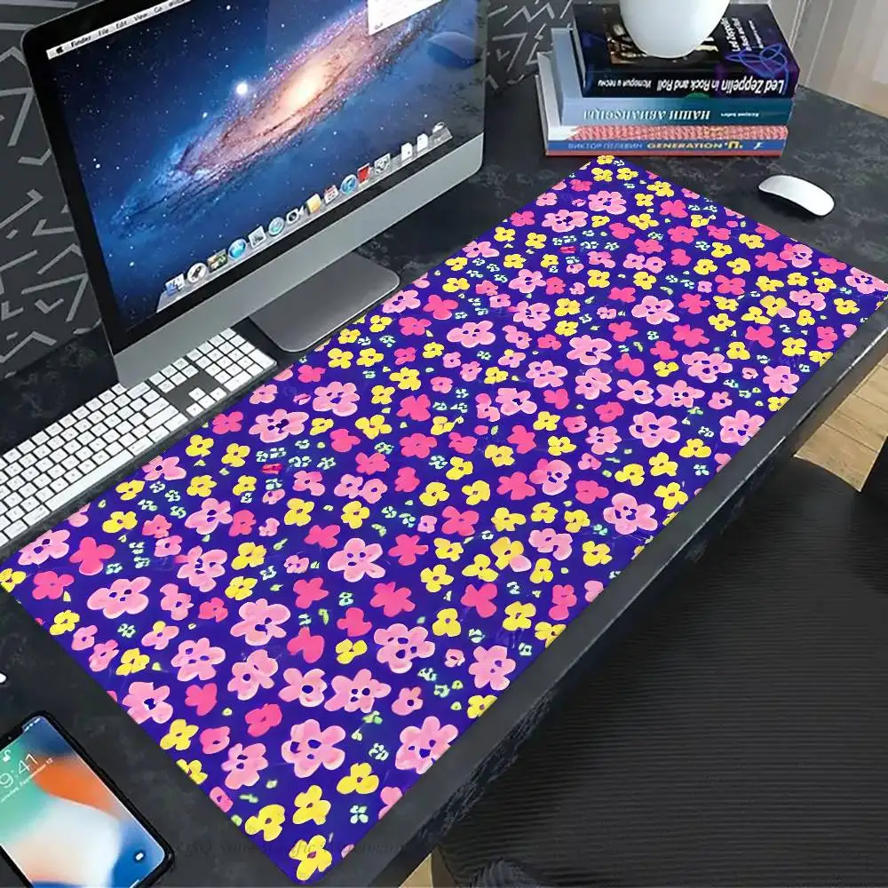 Purple Flowers Mousepad Non-slip Suitable For Office Computers Laptops E-sports Game Desk Mats XXL Keyboard