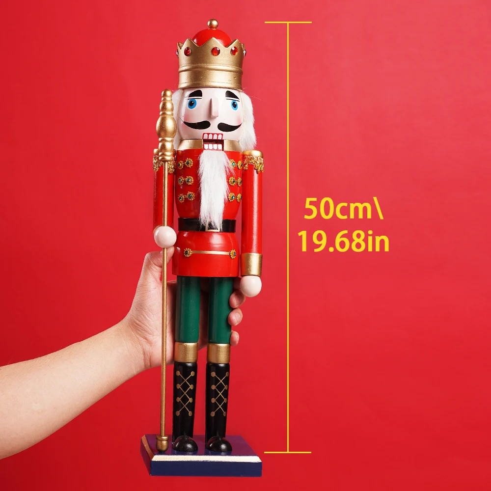 1Pcs 50CM Christmas Nutcracker scepter Cape King Christmas Decoration European Walnut puppet creative home decoration