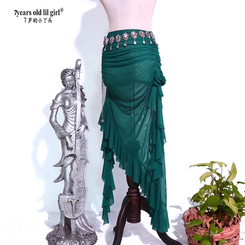 Abito da spettacolo per pratica di danza del ventre con gonna sottile trasparente DK03
