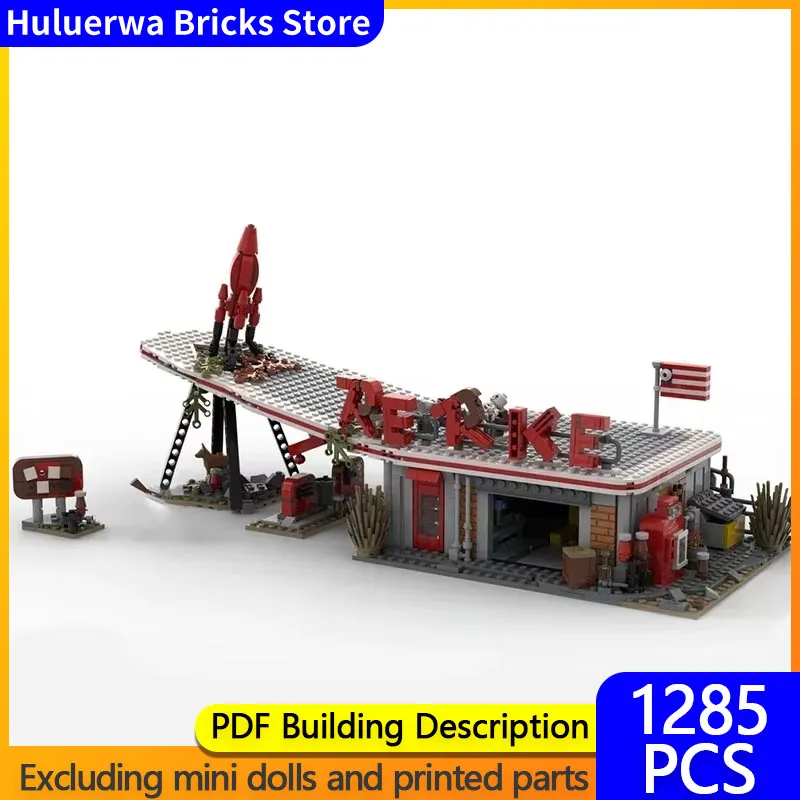 Popular Movie Model MOC Building Bricks Red Rocket Truck Stop Modular Technology Gifts Holiday Assemble Children Toys Suit