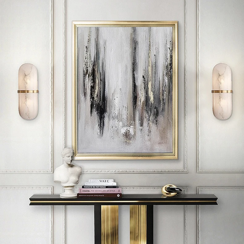 Real Marble LED Wall Lamp Brass Bedroom Parlor Sconce