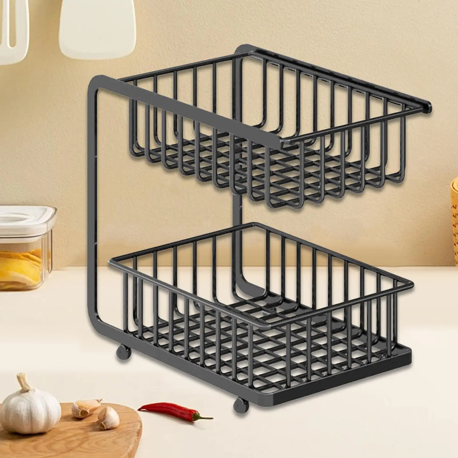 

Storage Rack 2 Tier Shelf Decor Multifunctional Holder Sturdy Kitchen Organizer Stand for Perfume Bread Cosmetics Kitchen