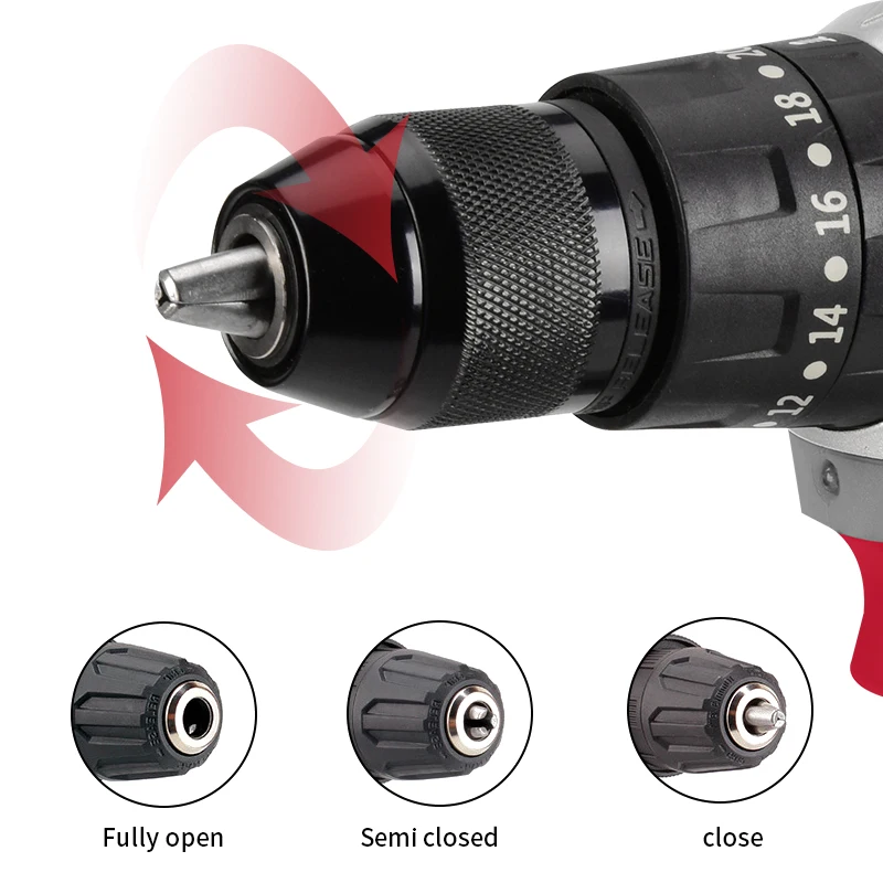 18V 4.0Ah Lithium-ion Battery Rechargeable 50N.m Torque 13mm Brushless Cordless Impact Drill Electric Screwdriver