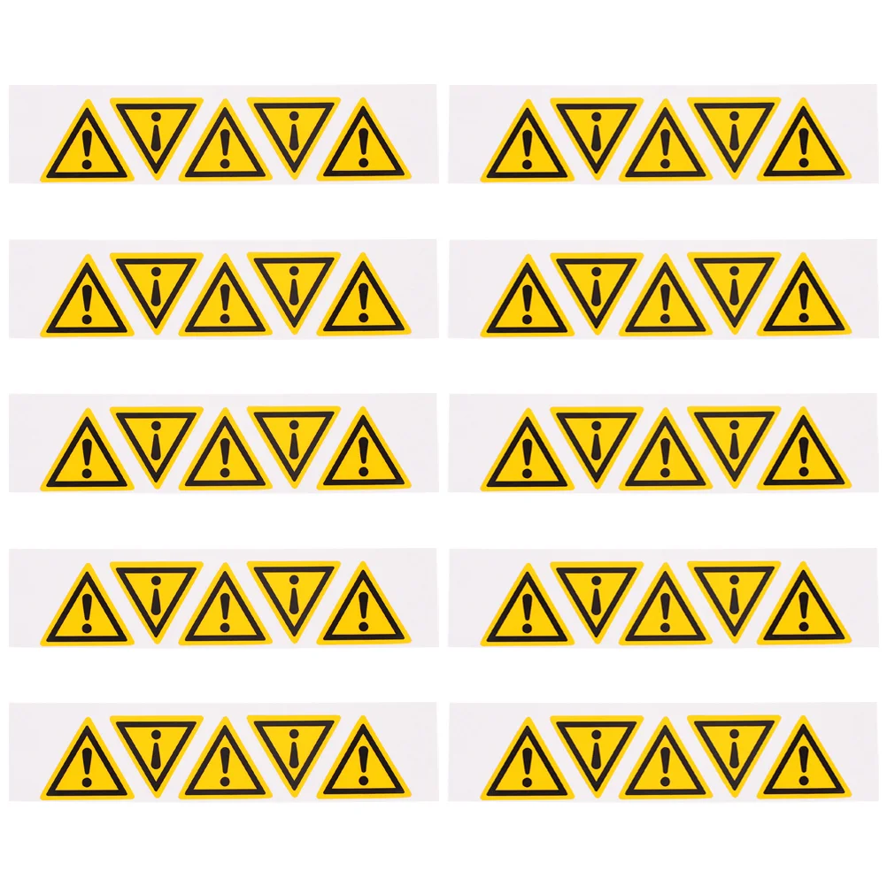 10 Pcs Safety Warning Labels Machine Sign Triangle Stickers Exclamation Caution Pp Synthetic Paper Self Adhesive Work