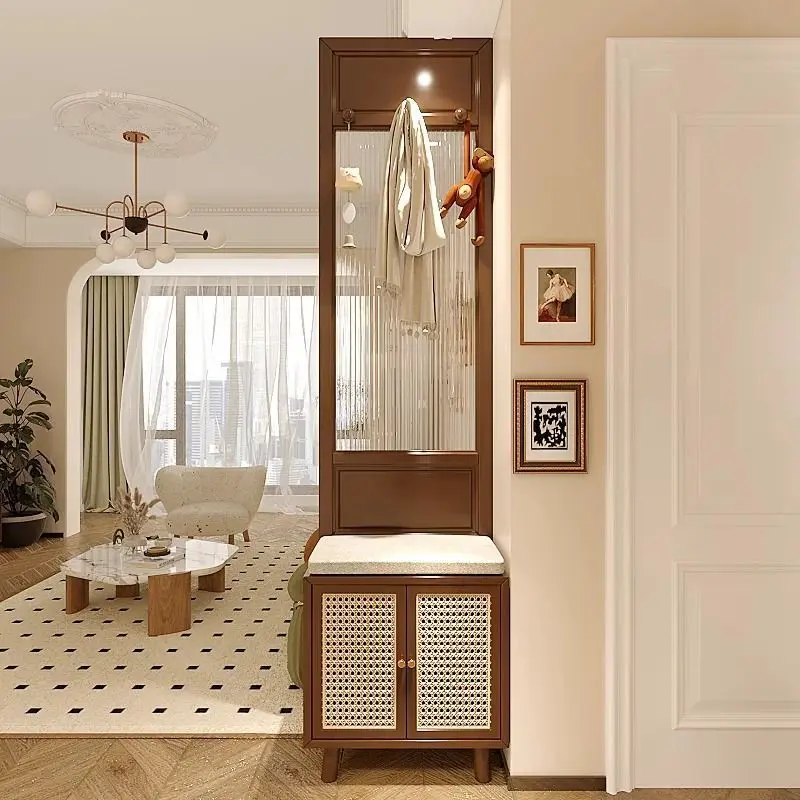 French medieval style living room glass screen partition cabinet opposite the door entrance entrance art cabinet storage integra