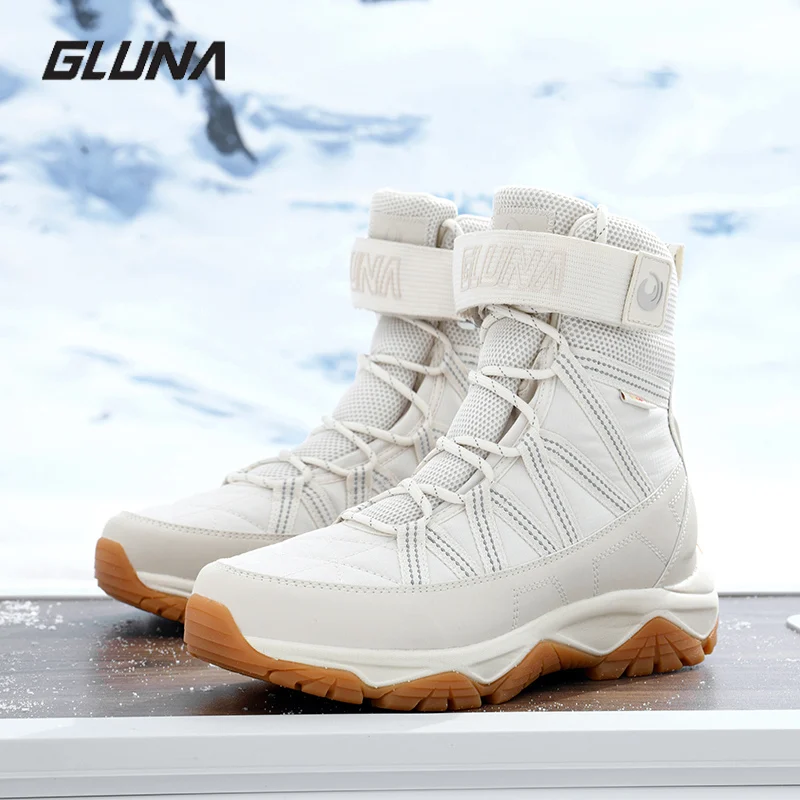 GLUNA Waterproof Snow Boots With Plush Insulation For Winter High Top Anti Slip And Anti Cold Outdoor Hiking For Men And Women