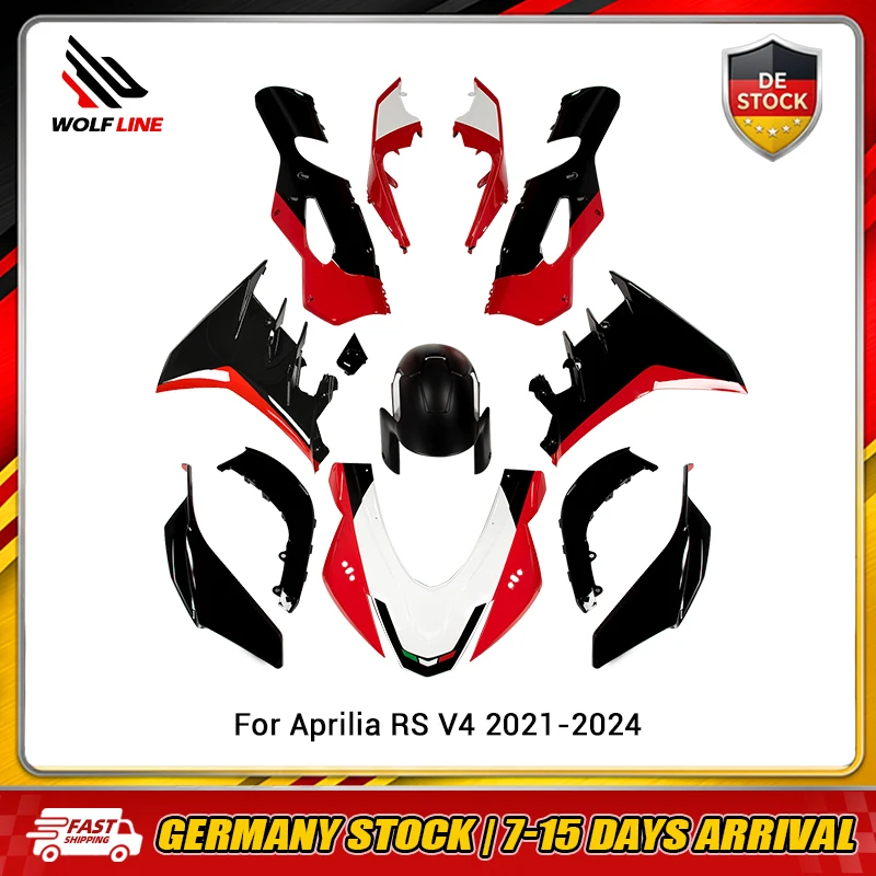 WOLFLINE Komplette Verkleidung Karosserie-Abdeckung für Aprilia RS V4 2021-2024 Motorrad ABS Kunststoff Spritzguss Karosserie-Kit