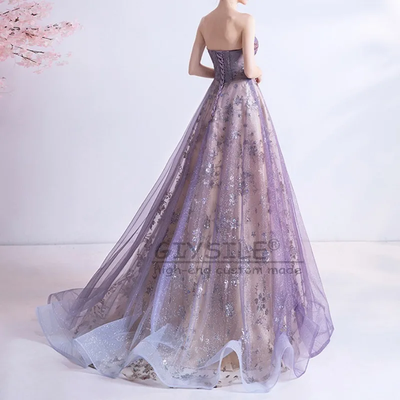 جديد مخصص حفل زفاف رداء حمالة الخصر النحيف مطرزة فساتين السهرة مطوي شبكة تصميم عبر الدانتيل متابعة فساتين لحضور الحفلات الموسيقية