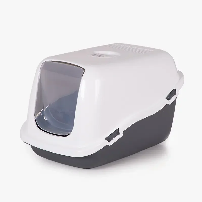 Arenero para Gatos Grande 57 x 39 x H 35 cm  Arenero de Material de Plástico Resistente, Diseño Moderno y Elegante, Cubierta Desmontable y Tapa Transparente Bandeja de arena para gatos con tapa.