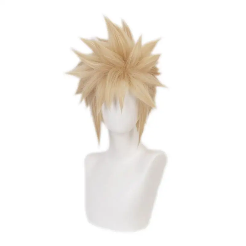 Game Final Fantasy Vii Cloud Strijd Cosplay Pruik Gouden Twee Soorten Haar Hittebestendige Synthetische Halloween Feestaccessoires Rekwisieten