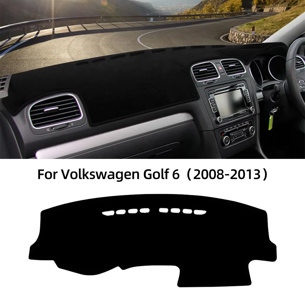 Flannel Car Dashboard Cover For VW Golf 6 2008-2013 Dash Mat Board Pad Carpet Dashmat Anti-UV Mats Auto Interior Accessories