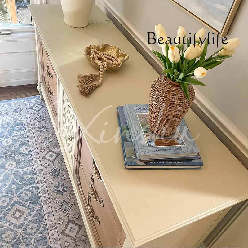 

chest French contrasting solid wood small apartment bedroom storage cabinet American living room wall carved drawer cabinet