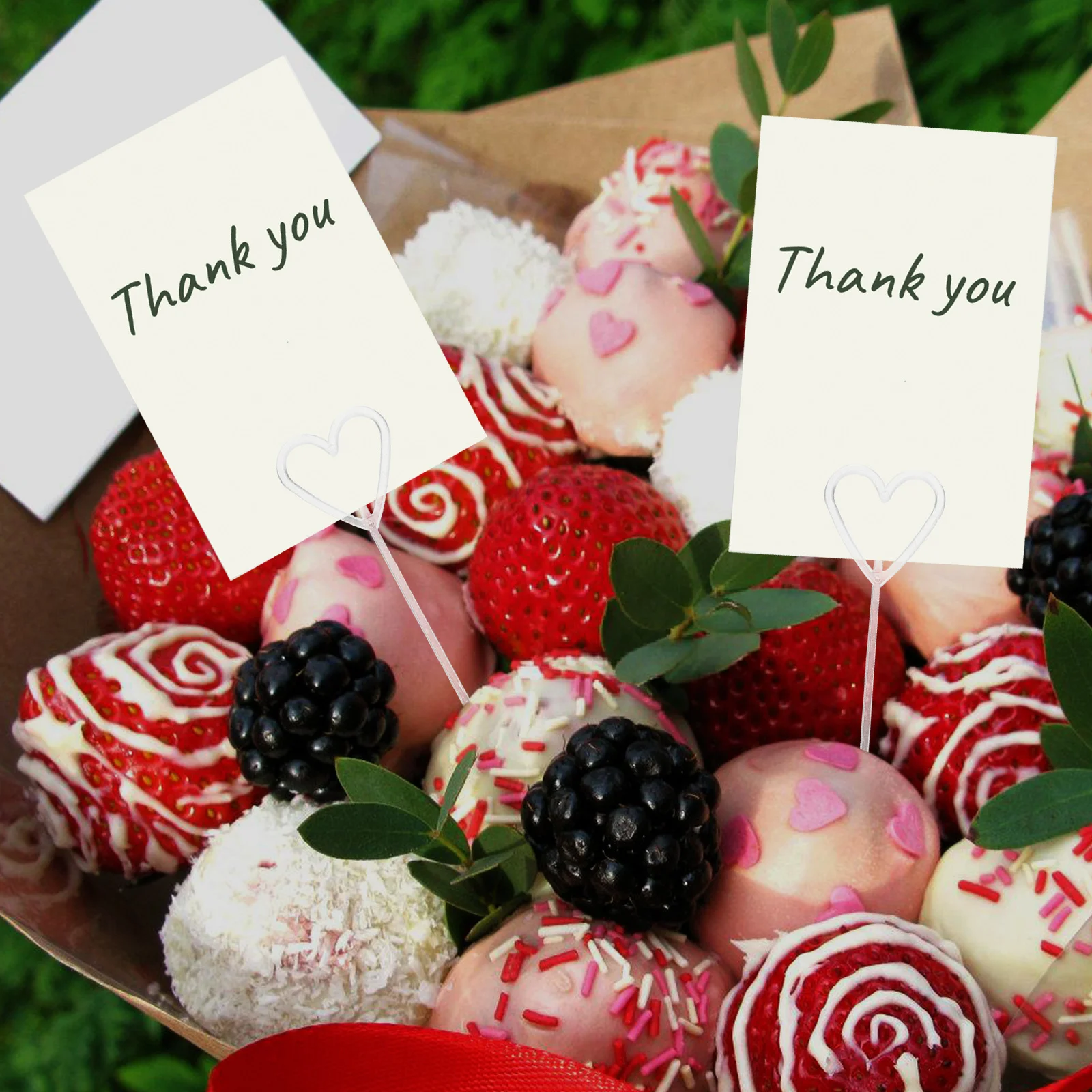 80 pçs picareta floral de plástico transparente flor titular do cartão vara titular do cartão buquê acessórios decorações de casamento