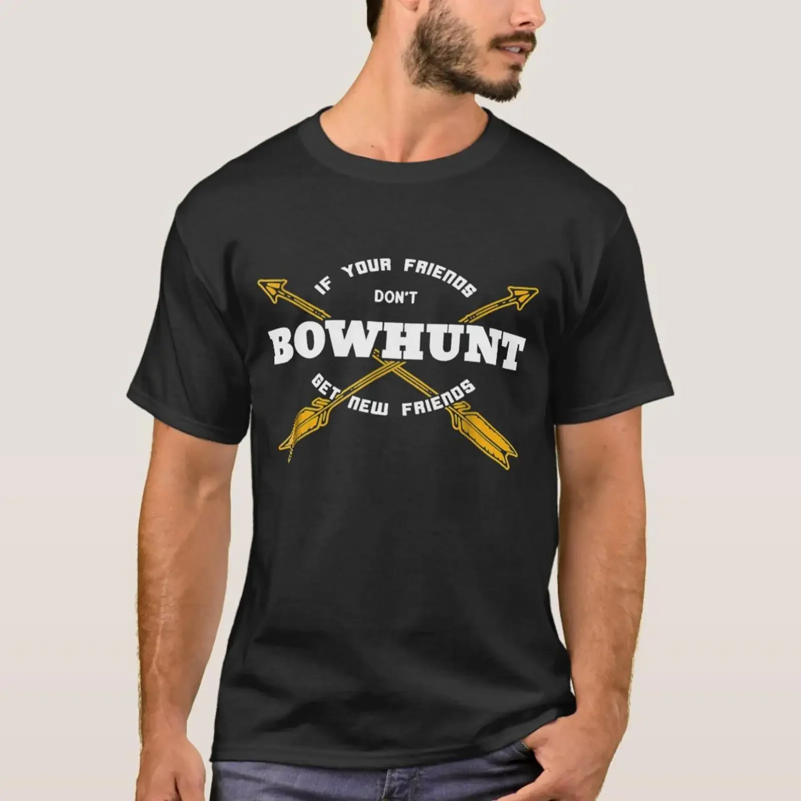 Bow Hunt Funny Friends Jagd-Bogenschießen-Saison-T-Shirt, Vintage-Optik, gewaschenes Oberteil für den Alltag, vielseitig einsetzbar, Herren, weicher Streetwear-Look
