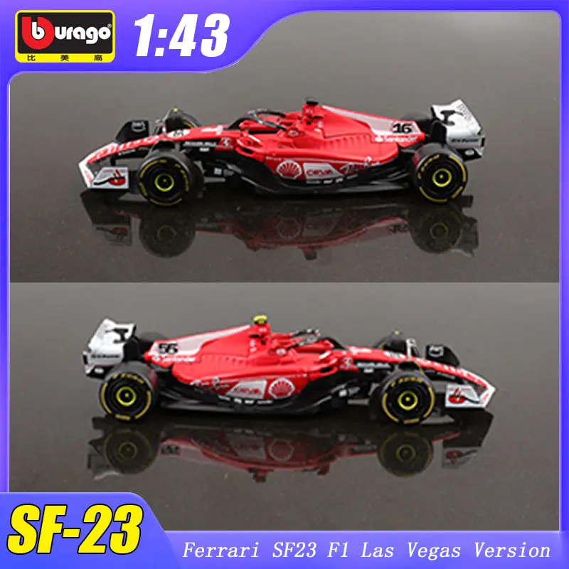 1:43 Bburago Ferrari Sf-23 SF23 F1 Las Vegas Version Model Car #16 #55 Alloy Miniature Diecast Toy Kids Christmas Gift