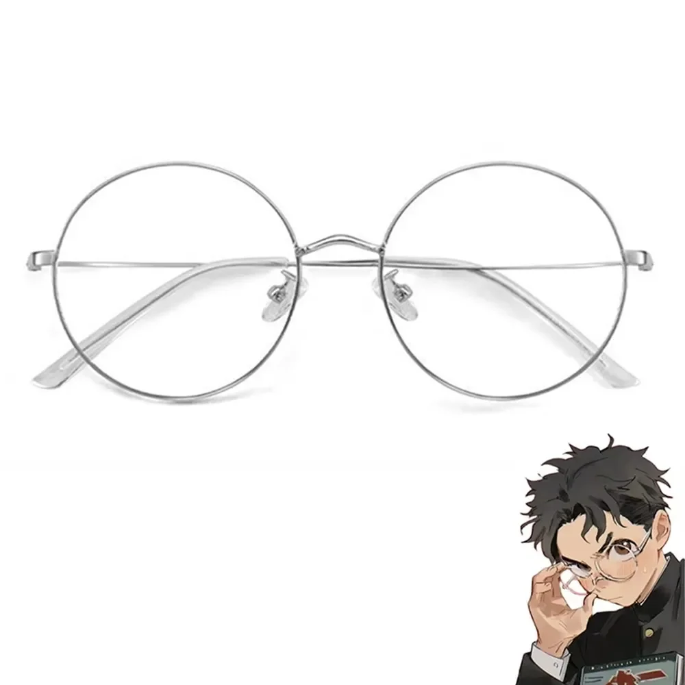 Anime Dandadan Ken Takakura Okarun Cosplay Glasses Round Metal Frame Glass Eyewear Accessories Prop Unisex