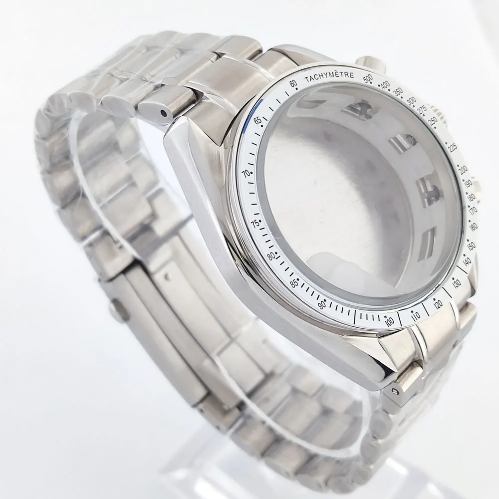 VK63 Case Sapphire glass/mineral glass 39.7mm watch case stainless steel timing code case fits vk63 case Watch replacement parts