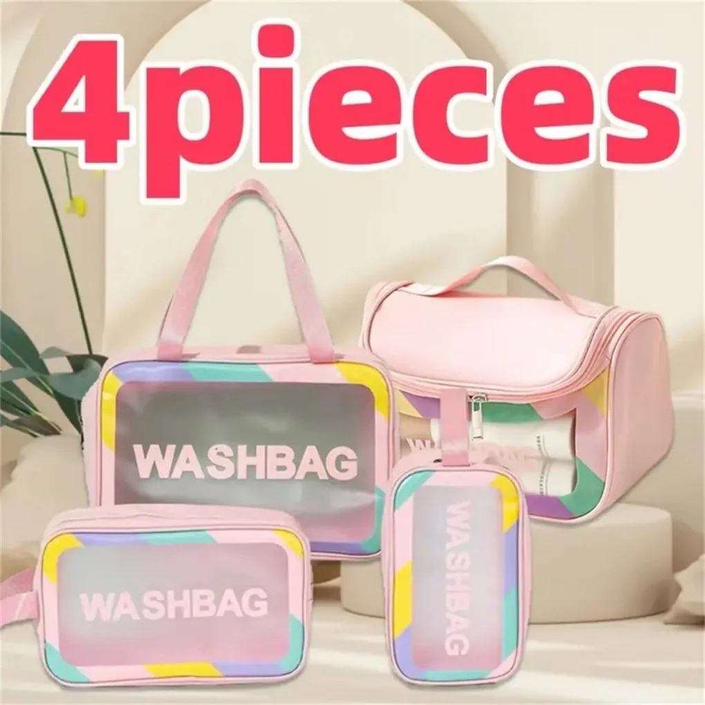 

4-Piece Women's Multi-Functional Cosmetic Bag with large capacity and travel-friendly for storing makeup brushes and toiletries