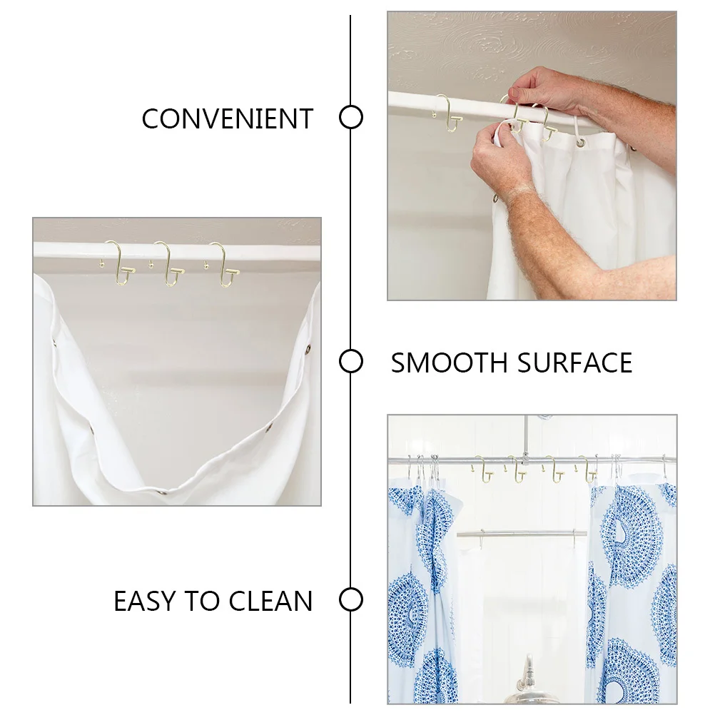 

24Pcs Shower Curtain Hooks Iron Metal Hangers for Bathroom Drapes and Windows Sturdy Decorative Clips Easy Install No Tools