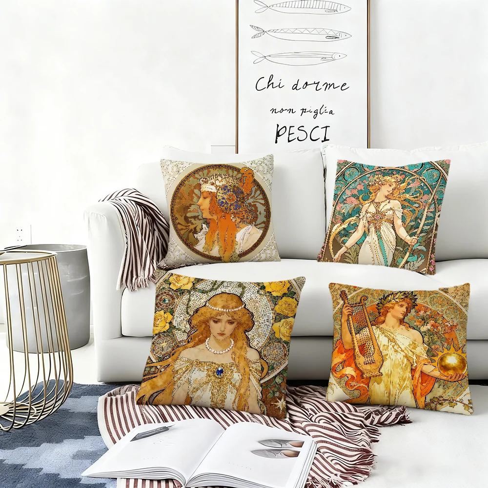 Byzantine Head The Blonde art cushion cover Bedroom Sofa Decorative home Car portable Cushion Cover With Zipper Soft pillowcase