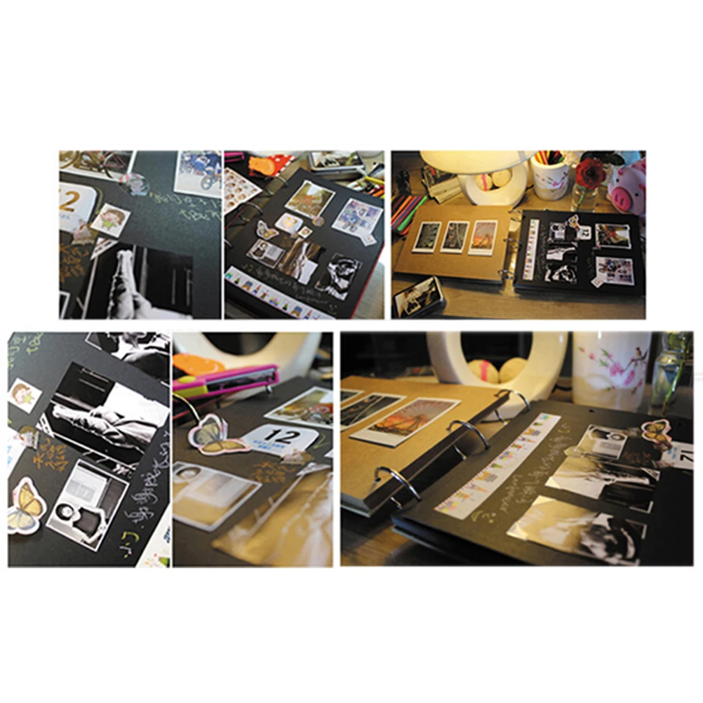 

Retro Photo Album Vintage Travel Scrapbook Black Pages DIY Dandelion High Capacity Personalized Gifts Wedding Album Guest Book