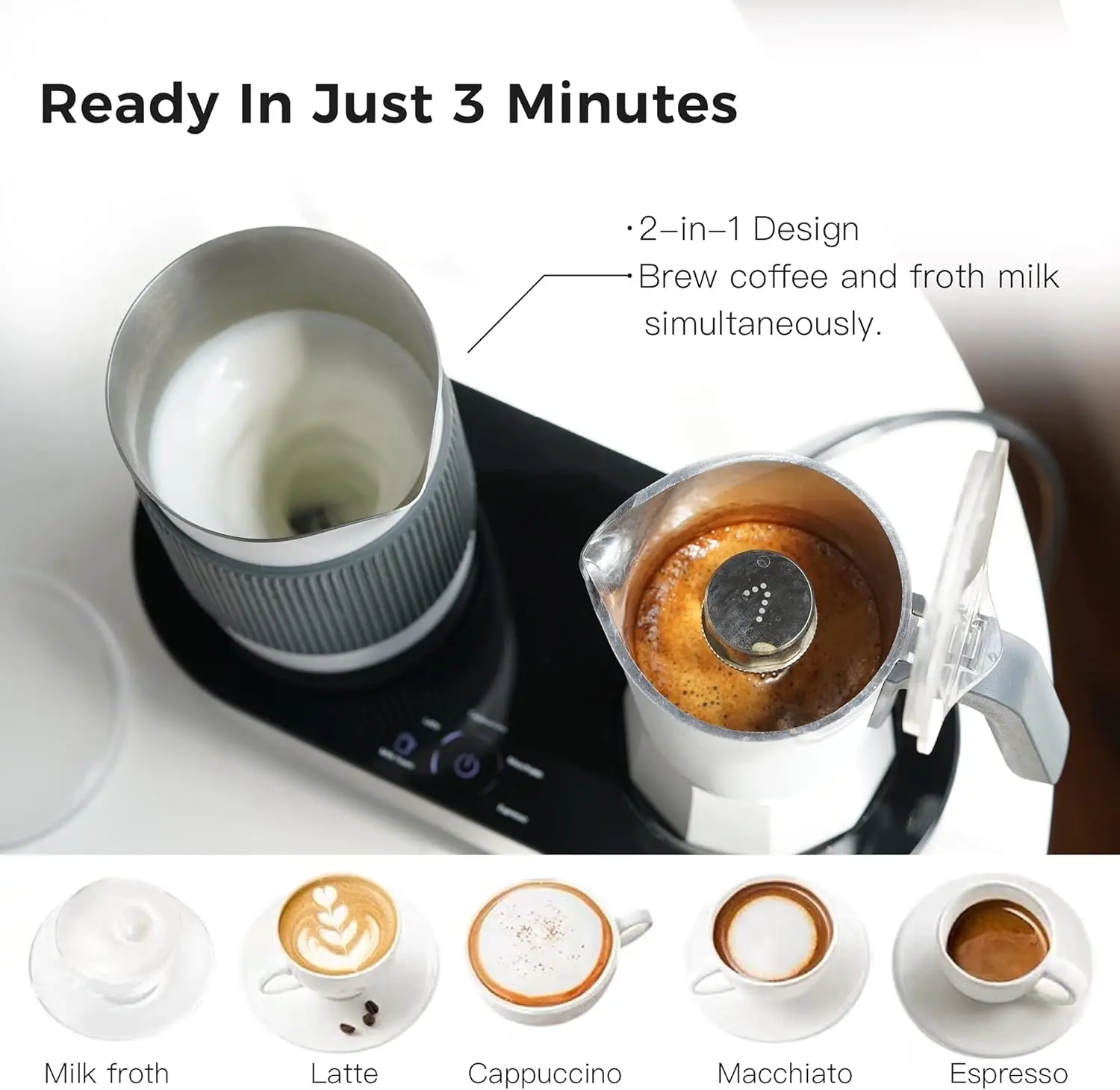 prr achine Coffee aker، ilk Froh pr achine Cobinaion، Lae Cuccino acchiao p