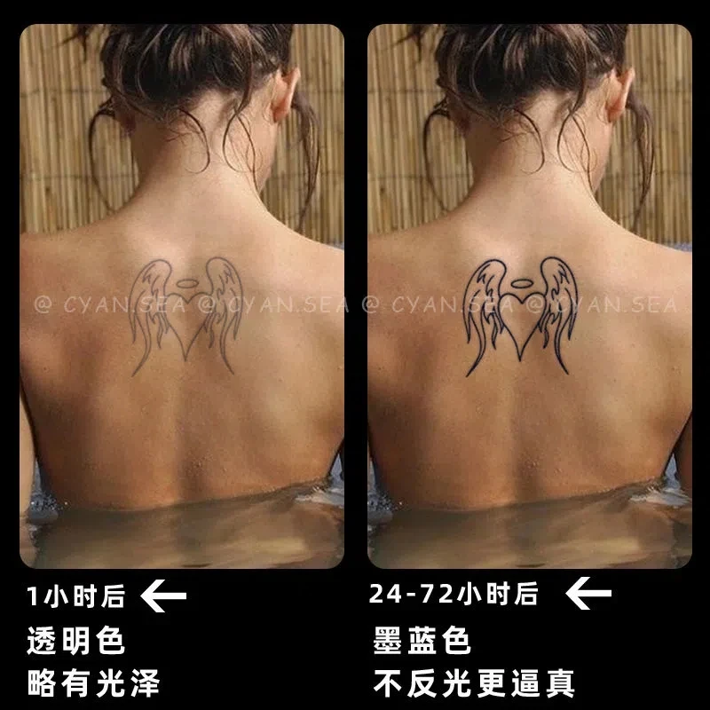 Love Angel Wings Herbal Juice Tattoo Stickers Girl Lasting Waterproof Flower Arm Sexy Temporary Fake Tattoo Tatuajes Temporales