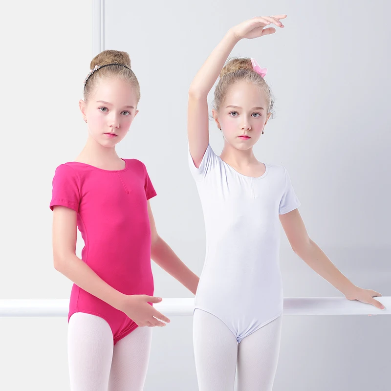 Ivoogle أطفال بنات الباليه ثياب الجمباز زي قصير الأكمام الجمباز يوتار الرقص ارتداءها فستان الباليه الرقص التدريب