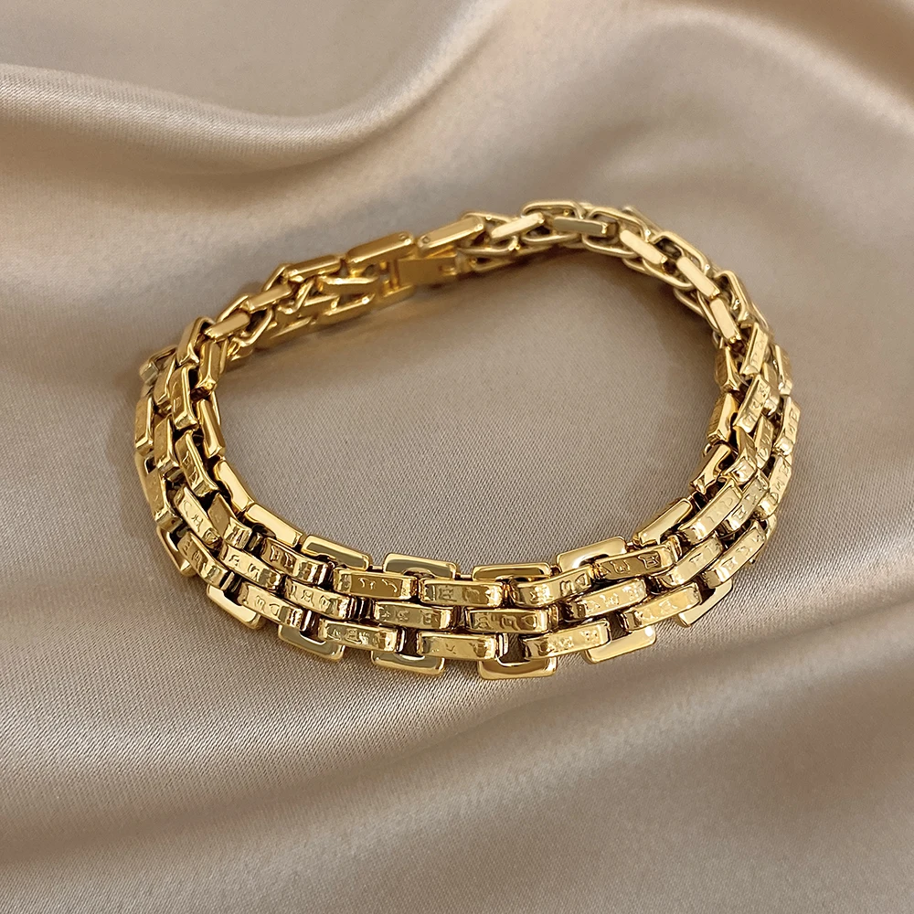 

Freetry Simple Square Chain Stainless Steel Bracelet for Women Man Stackable Layered Waterproof Bracelet Party Jewelry Gift New