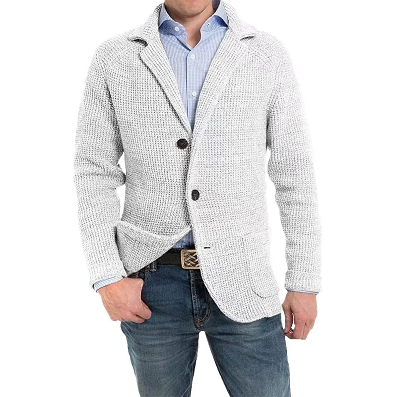 2023 British Style Mens Clothing Knit Cardigan Autumn Winter Fashion Single Breasted Black Stand Collar Knit Sweater Coats Men