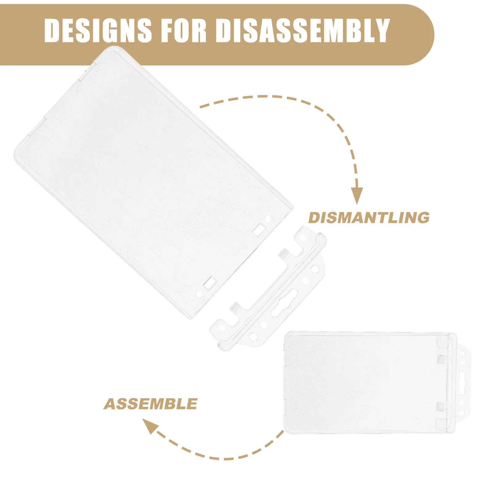 5 قطعة شارة واضحة كم حامل بطاقة الهوية حامل شارة الاسم الأفقي قابلة لإعادة الاستخدام حامي بطاقة شفافة للمكتب والمدرسة