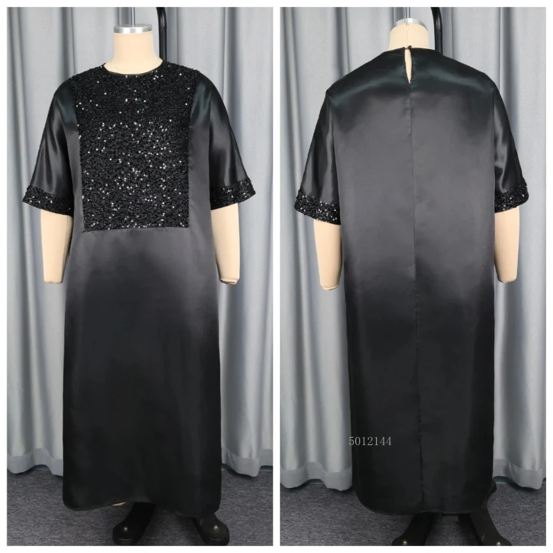 2026 Dresses Women Kaftan Dress for Church African Shiny Sequined Traditional Africa Clothing Long Loose Patchwork O Neck Gown