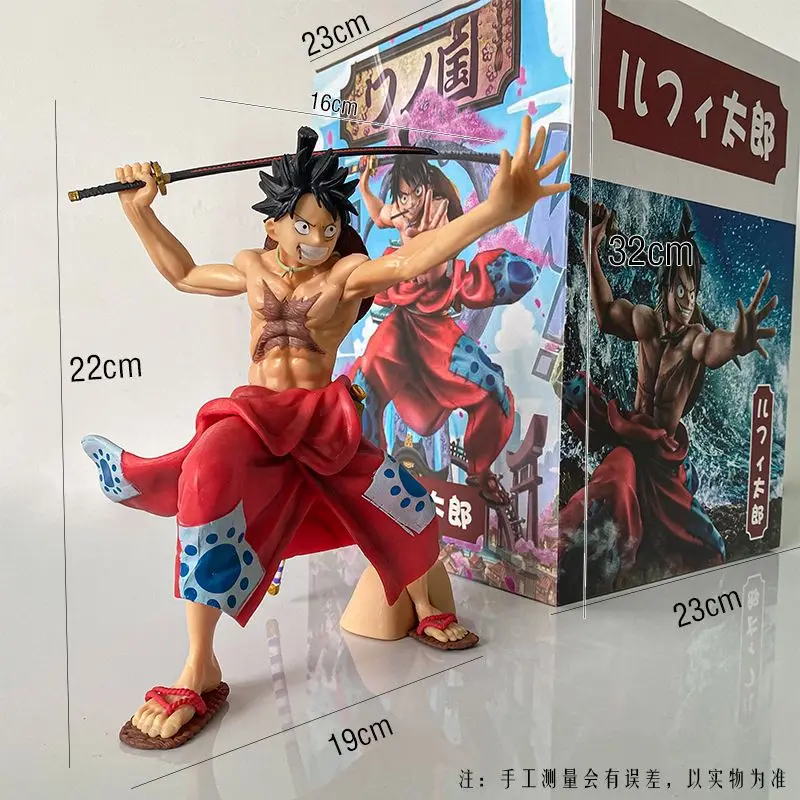 Figura de acción de PVC de One Piece Monkey D. Luffy Wano Country Ichiban Kuji MASTERLISE Luffy Taro Kimono con armas y Haki, en caja