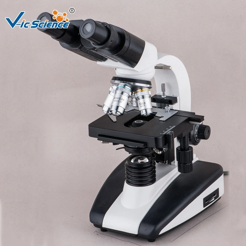 Vic Science VCM-136E Medical Science Teaching Laboratory Optical Microscope Hinged Binocular Head Oil Immersion Objective Abbe