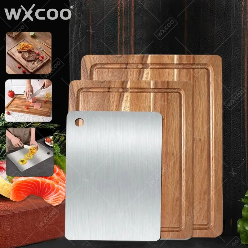 Tabla de Cortar de Madera Maciza WXCOO, Tablas de Servir Gruesas para Cocina, para Cortar Verduras, Frutas y Carne, Utensilios de Cocina para el Hogar