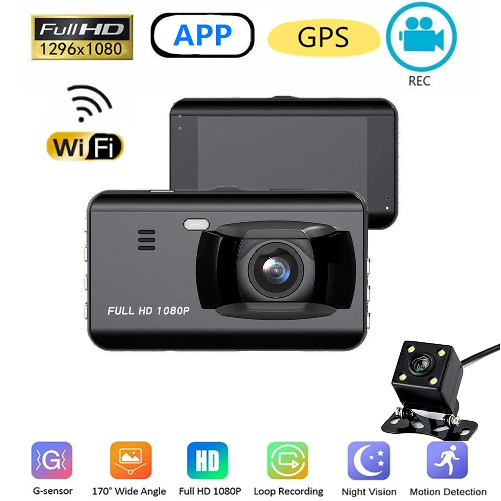 Car DVR WiFi Full HD 1080P Dash Cam Rear View Vehicle Camera Video Recorder Night Vision Auto DVRs Dashcam GPS Car Accessories