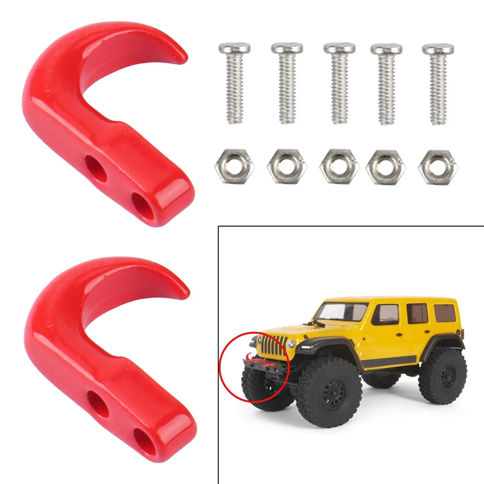 2Pcs Tow Shackle Rescue Hook Spare for Axial SCX24 Vehicles DIY Modified