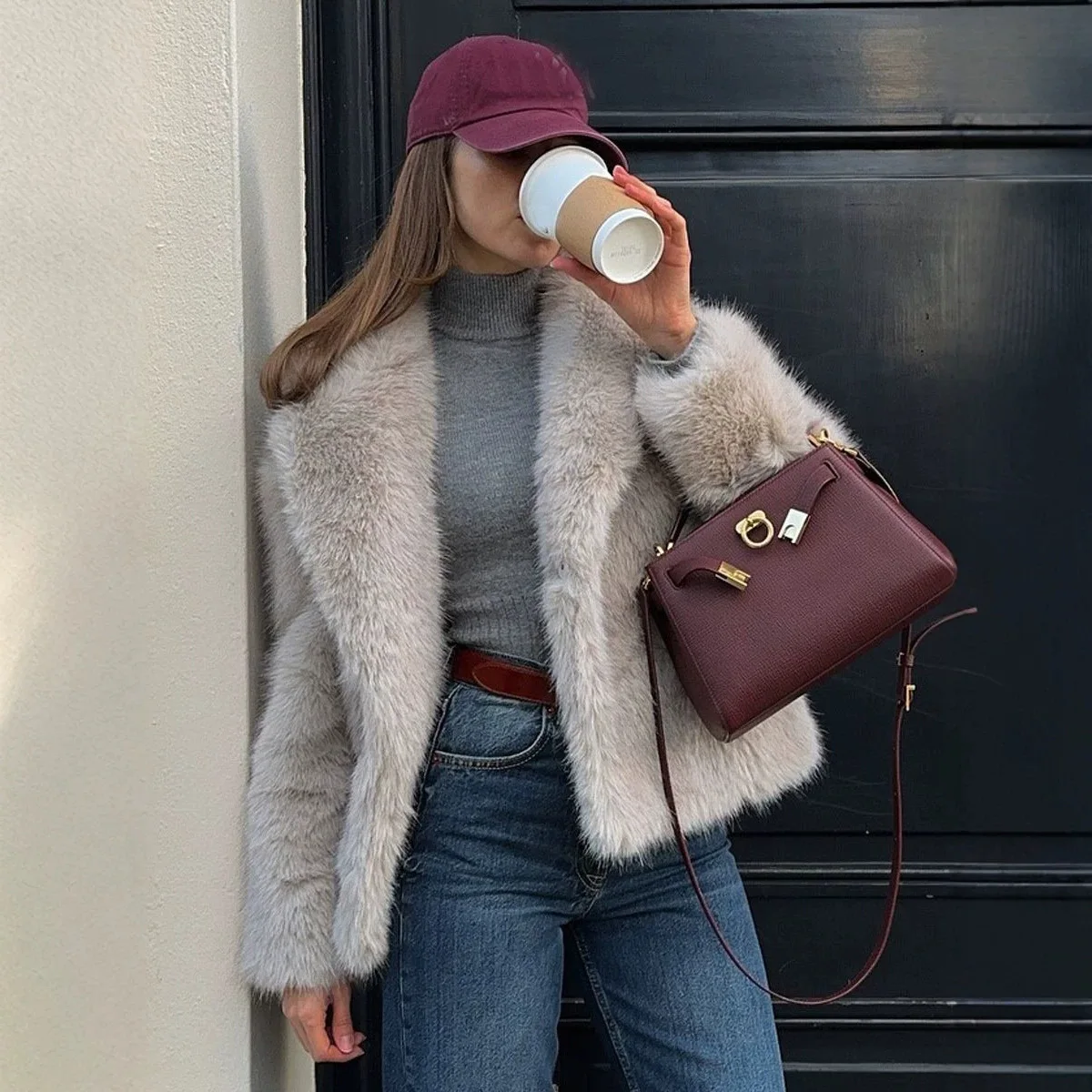 Winter High Quality Fury Plush Jacket Overcoat Female Thick Warm Faux Fur Coat Women Big Lapel Loose Short Fluffy Fur Jacket