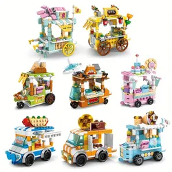 Creative Cute Snack Street Assembled Building Blocks Toy Set, Food Street Series Building Blocks Toys, Desktop Decoration